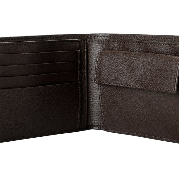 Salvatore Ferragamo Men's Chocolate Brown Pebbled Leather Bifold Wallet - Picture 4 of 6